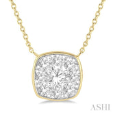 1/2 Ctw Cushion Shape Lovebright Diamond Pendant With Chain in 14K Yellow & White Gold
